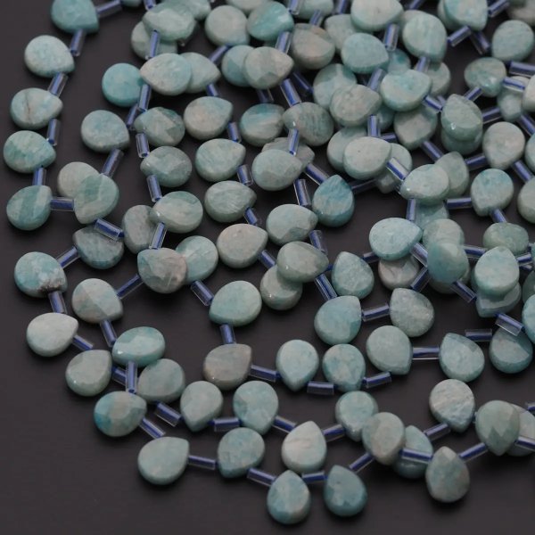 Amazonit fasetowane łzy briolette  8x10 mm (sznur)