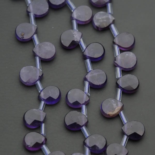 Ametyst fasetowane łzy briolette  8x10 mm (sznur)