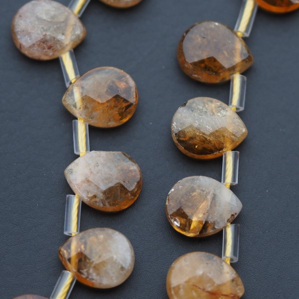 Cytryn fasetowane łzy briolette  8x10 mm (sznur)