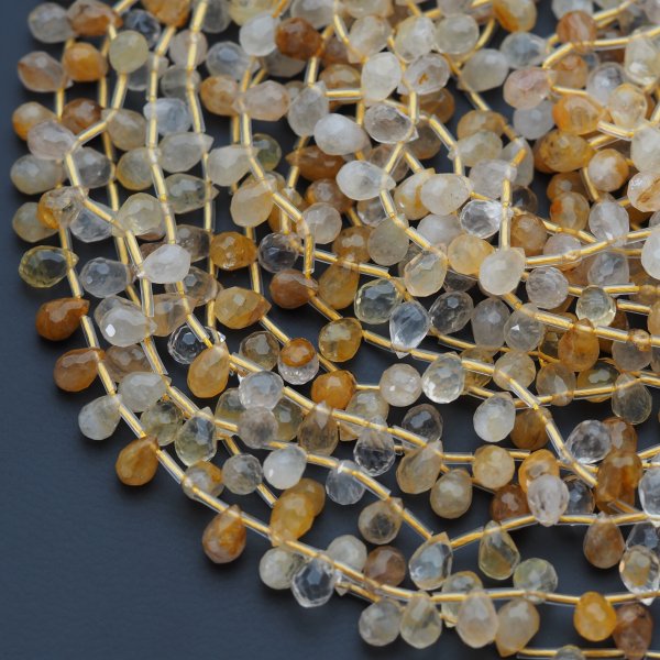 Kwarc żółty fasetowane łzy briolette 6x9 mm (sznur)