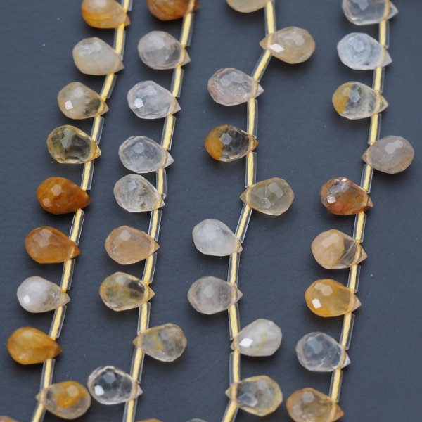 Kwarc żółty fasetowane łzy briolette 6x9 mm (sznur)