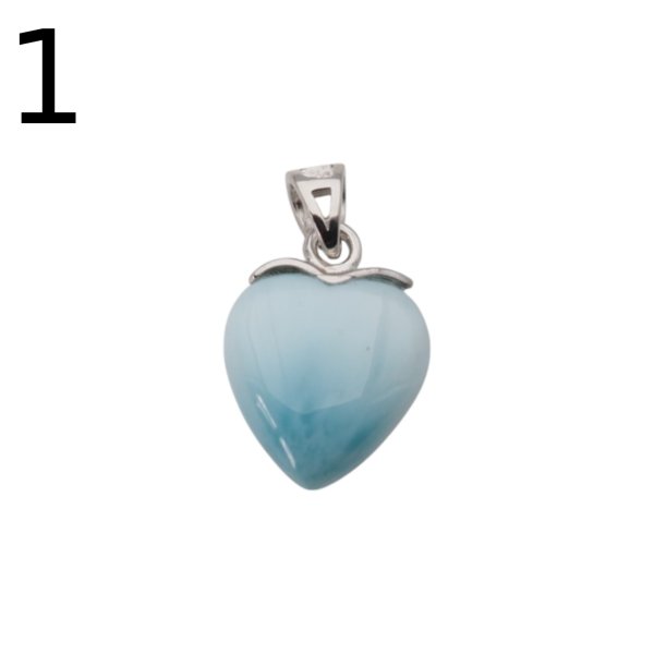 Larimar i srebro rodowane - zawieszka serce 12,5 mm