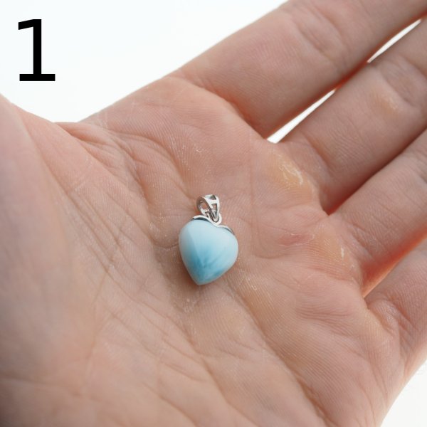 Larimar i srebro rodowane - zawieszka serce 12,5 mm
