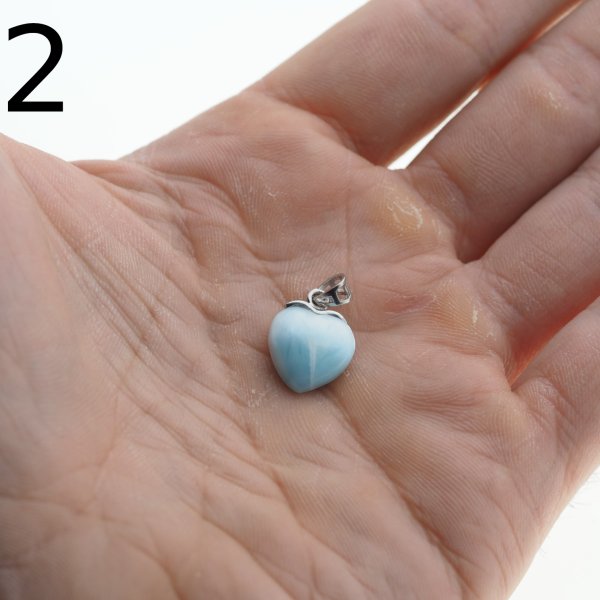 Larimar i srebro rodowane - zawieszka serce 12,5 mm