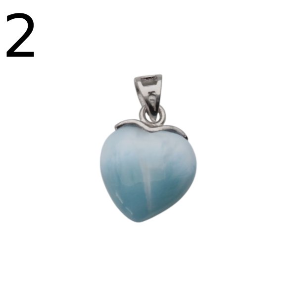 Larimar i srebro rodowane - zawieszka serce 12,5 mm