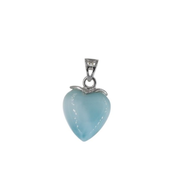 Larimar i srebro rodowane - zawieszka serce 12,5 mm