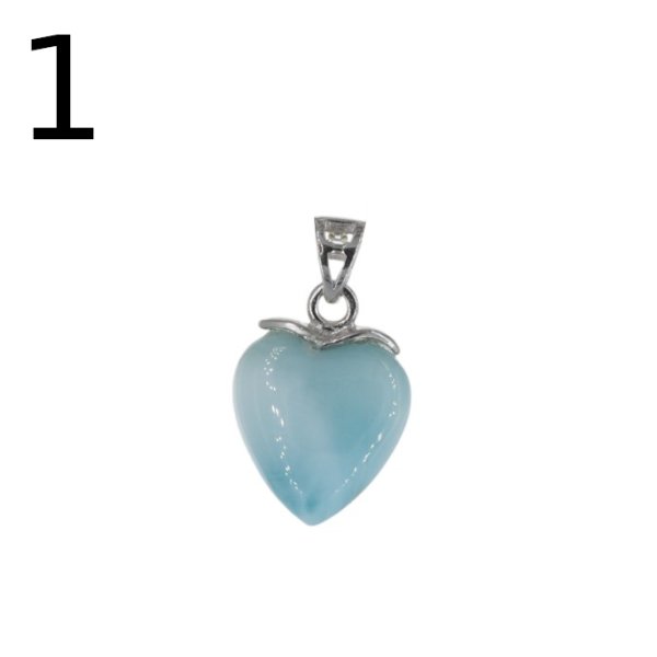 Larimar i srebro rodowane - zawieszka serce 12,5 mm
