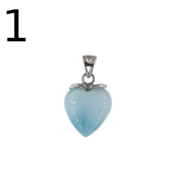 Larimar i srebro rodowane - zawieszka serce 12,5 mm