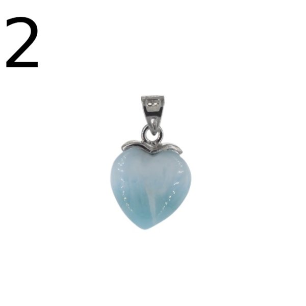 Larimar i srebro rodowane - zawieszka serce 12,5 mm