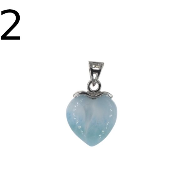 Larimar i srebro rodowane - zawieszka serce 12,5 mm
