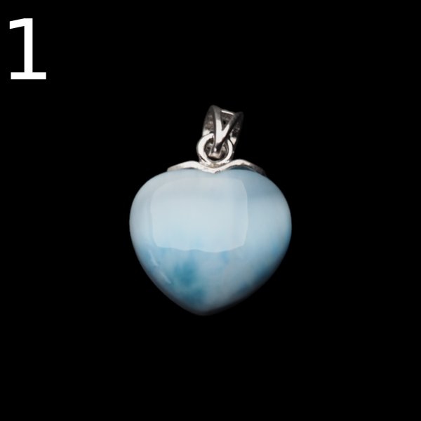 Larimar i srebro rodowane - zawieszka serce 15 mm