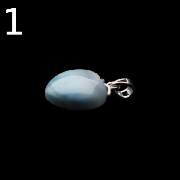 Larimar i srebro rodowane - zawieszka serce 15 mm
