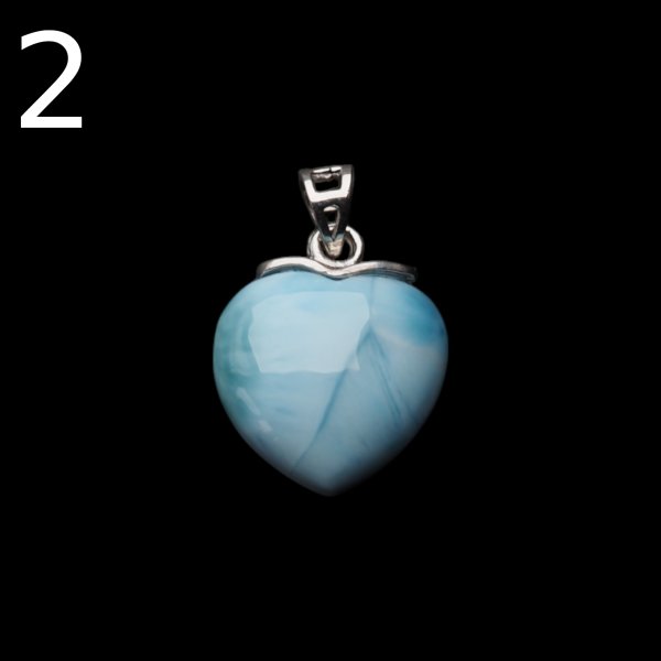 Larimar i srebro rodowane - zawieszka serce 15 mm