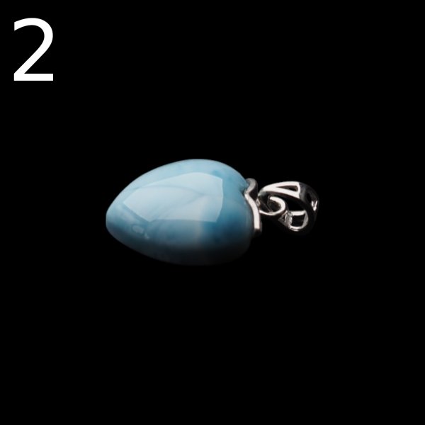Larimar i srebro rodowane - zawieszka serce 15 mm