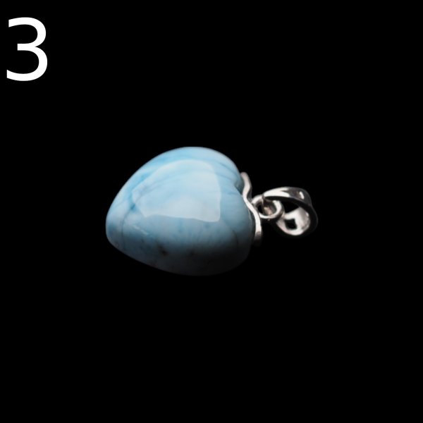 Larimar i srebro rodowane - zawieszka serce 15 mm