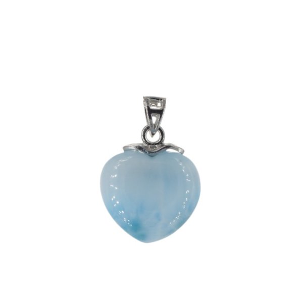 Larimar i srebro rodowane - zawieszka serce 15 mm