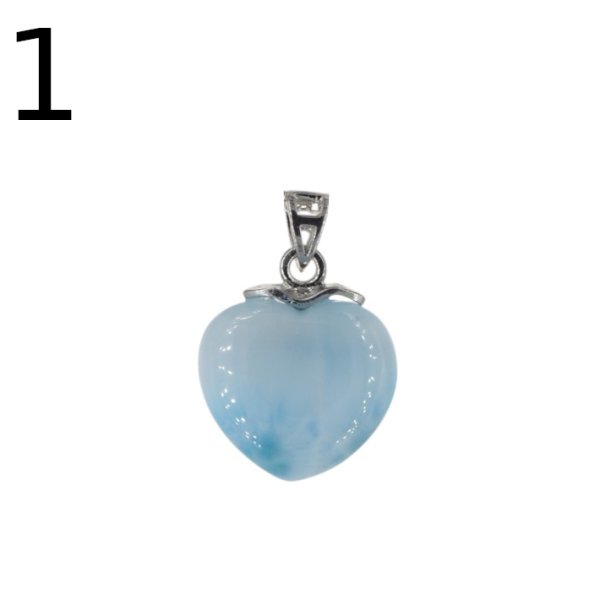 Larimar i srebro rodowane - zawieszka serce 15 mm