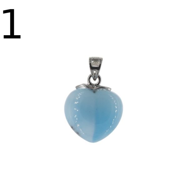 Larimar i srebro rodowane - zawieszka serce 15 mm