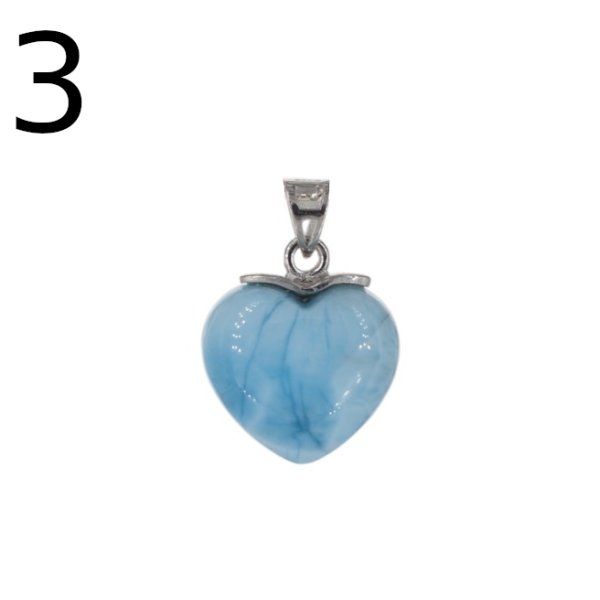Larimar i srebro rodowane - zawieszka serce 15 mm