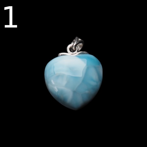 Larimar i srebro rodowane - zawieszka serce 18 mm