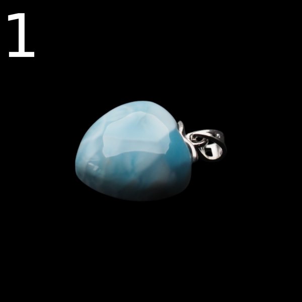 Larimar i srebro rodowane - zawieszka serce 18 mm