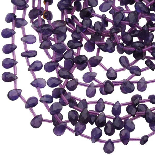 Ametyst fasetowana kropla 6x9 mm (sznur)