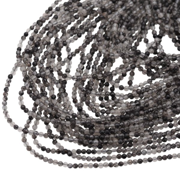 Kwarc rutylowy czarny kulka polerowana 2 mm (sznur)