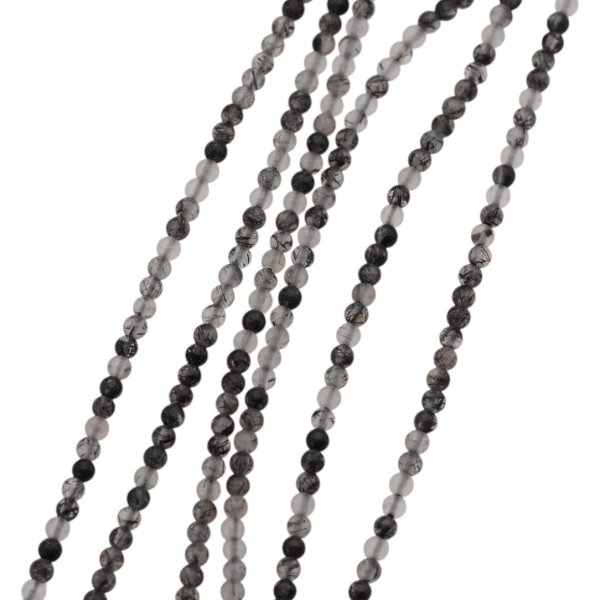 Kwarc rutylowy czarny kulka polerowana 2 mm (sznur)