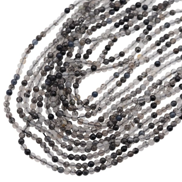 Kwarc rutylowy czarny kulka polerowana 3 mm (sznur)
