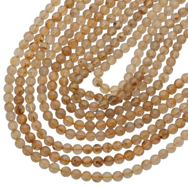 Kwarc rutylowy ze złotą nitką kula 5 mm (sznur)