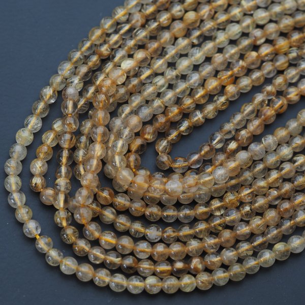 Kwarc rutylowy ze złotą nitką kula 5 mm (sznur)