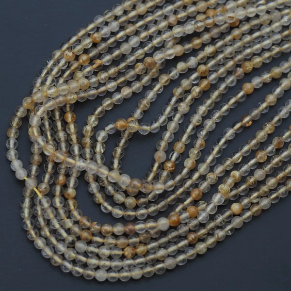 Kwarc rutylowy ze złotą nitką kula 3 mm (sznur)