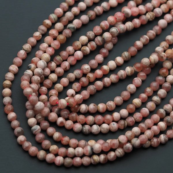 Rodochrozyt - polerowane kulki 4,7 mm (sznur)