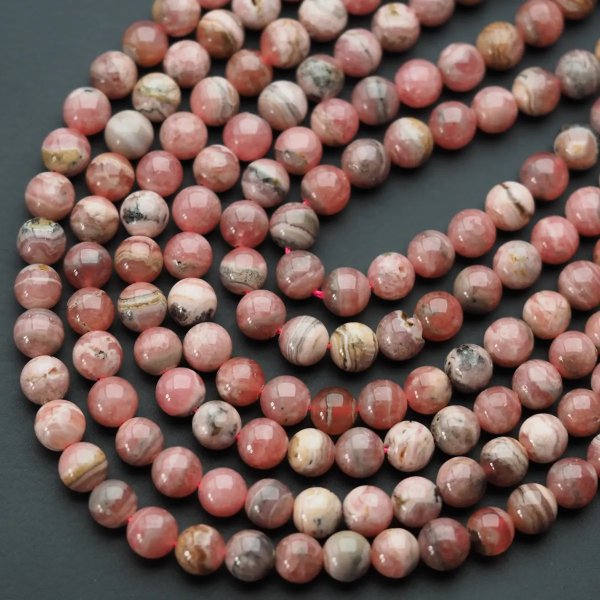 Rodochrozyt polerowany - kulki 6,7 mm (sznur)