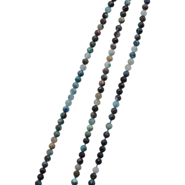 Chryzokola azuryt fasetowane kulki 3,3 mm – sznur ok. 38 cm