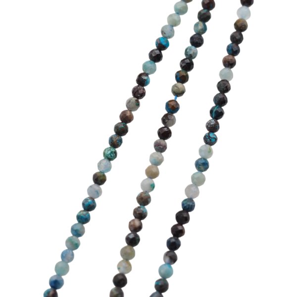 Chryzokola azuryt fasetowane kulki 3,3 mm – sznur ok. 38 cm