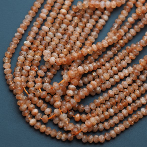 Kamień Słoneczny Fasetowany oponka 4,5x3 mm (sznur)