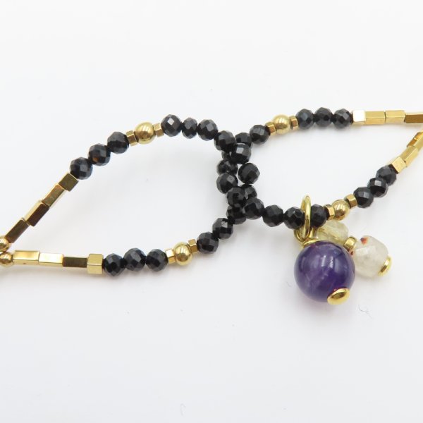 Mix kamieni srebro złocone - bransoletka