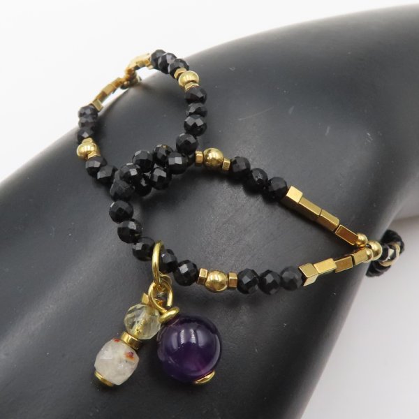 Mix kamieni srebro złocone - bransoletka