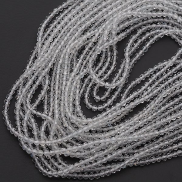 Topaz biały fasetowany - kulki 3 mm (sznur) 