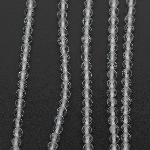 Topaz biały fasetowany - kulki 3 mm (sznur) 