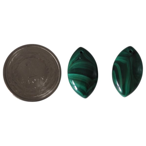 Malachit 12x20 mm markiza wiercona u góry (sztuka)