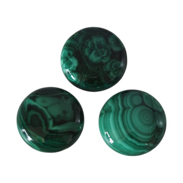 Malachit 25 mm kaboszon koło (sztuka)