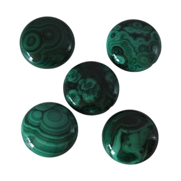 Malachit 25 mm kaboszon koło (sztuka)