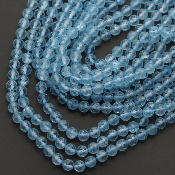 Topaz niebieski fasetowany - kulki 6 mm (sznur) 