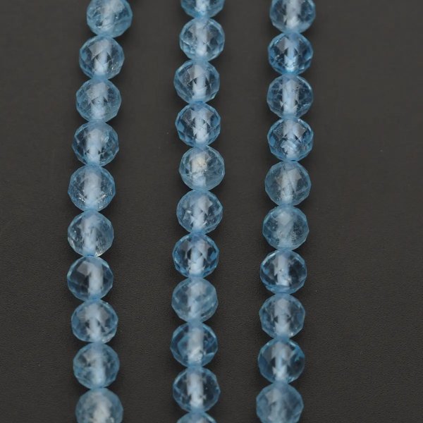 Topaz niebieski fasetowany - kulki 6 mm (sznur) 