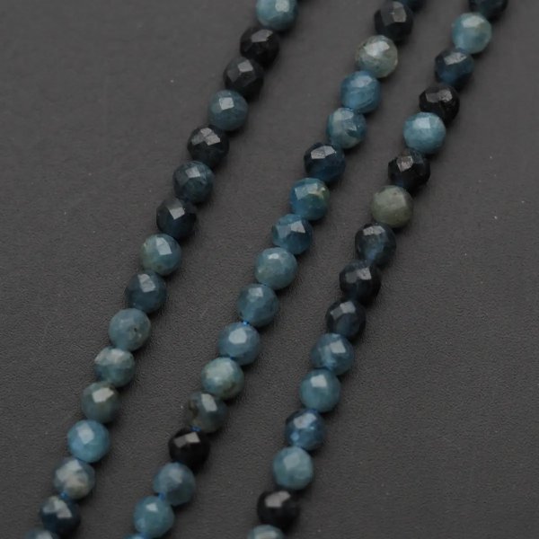 Turmalin niebieski fasetowany - kulki 3,5 mm (sznur)