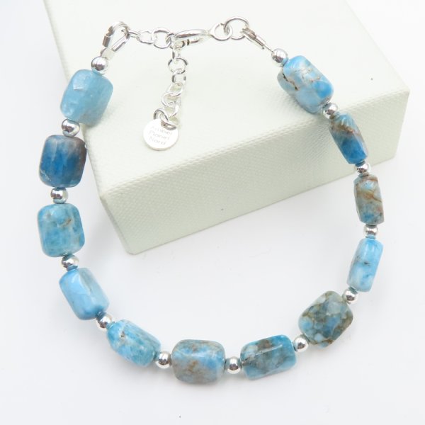 Apatyt i Hematyt w srebrze - bransoletka