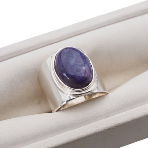 Czaroit i srebro - Sygnet owal (Rozmiary Jubilerskie 16, 18, 20, 22)