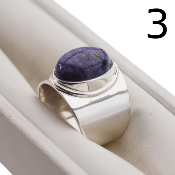 Czaroit i srebro - Sygnet owal (Rozmiary Jubilerskie 16, 18, 20, 22)